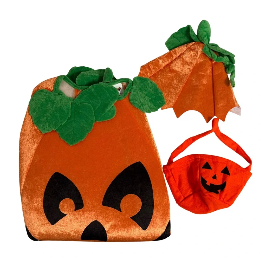 Spooktacular Creations Pumpkin Costume Kids M 8-10 Orange New 3 Piece Set